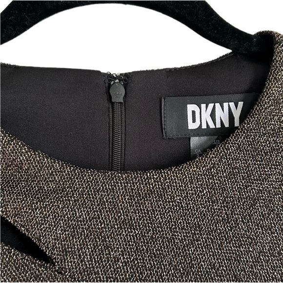 DKNY Metallic Shimmer Evening Long Sleeve Fitted Cutouts Dress NWT (2) - Picture 5 of 8